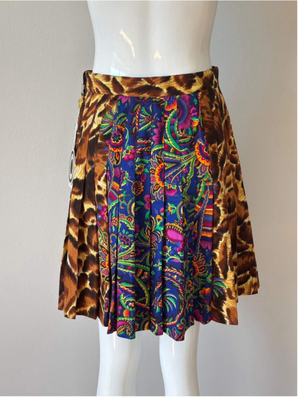 Vintage 1990s Versace Jeans Couture Animal Print Paisley Skirt NWT IT 44